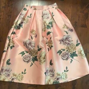 Chichwish pink floral midi skirt